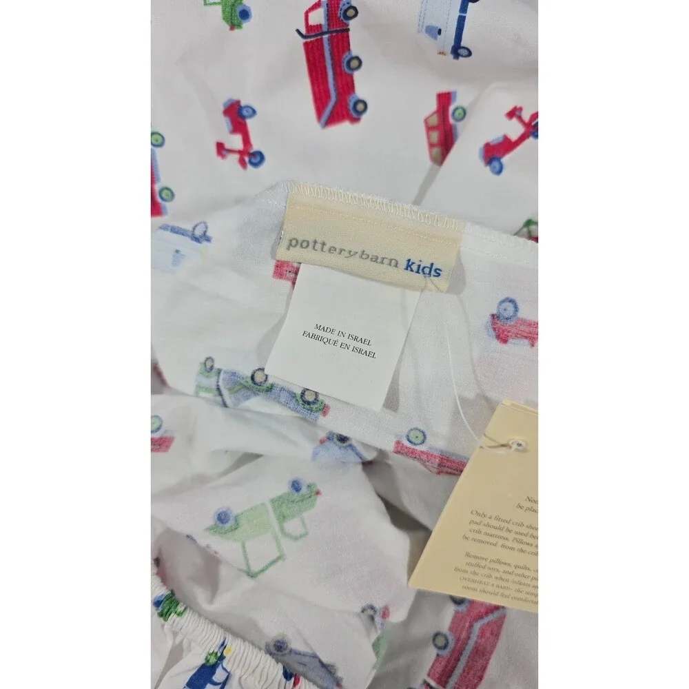 Pottery Barn Kids Transportation Things that go Crib Sheet cars trucks NEW C1